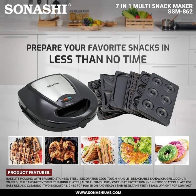 Panineuse Multi Grill 7en1 760W Sonashi SSM-862 – Image 5