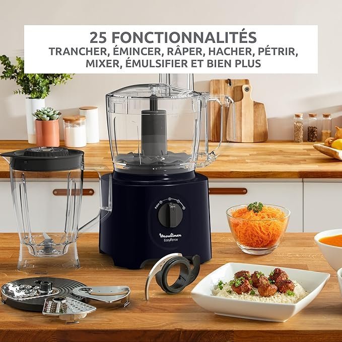 Robot Multifonction 800W Avec 6Accessoires Et 25 Fonctions Easy Force Moulinex FP247810 – Image 8