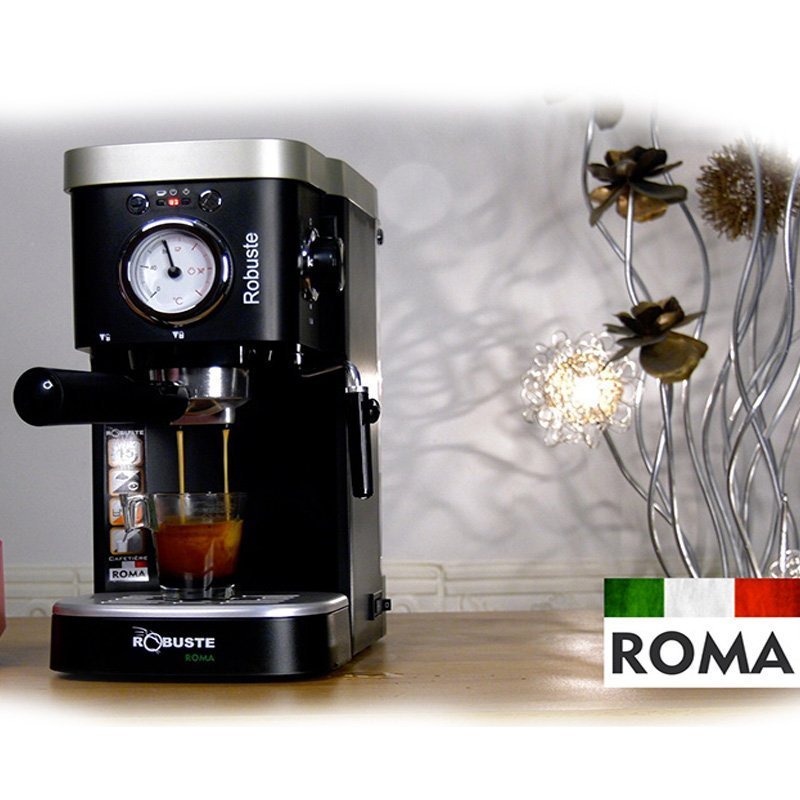 Machine à café a Bras inox 15 bar 1100W 1.2L Café Poudre Robuste Roma – Image 2