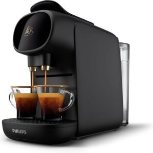 Machine à Café à Capsules, Piano Noir et Gris, Reconnaissance des Capsules Doubles Philips L'Or Barista Sublime LM9012/60