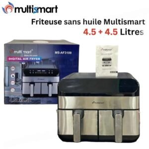 Friteuse sans huile inox 09L Double Bac – 2400W Multismart MS-AF3109