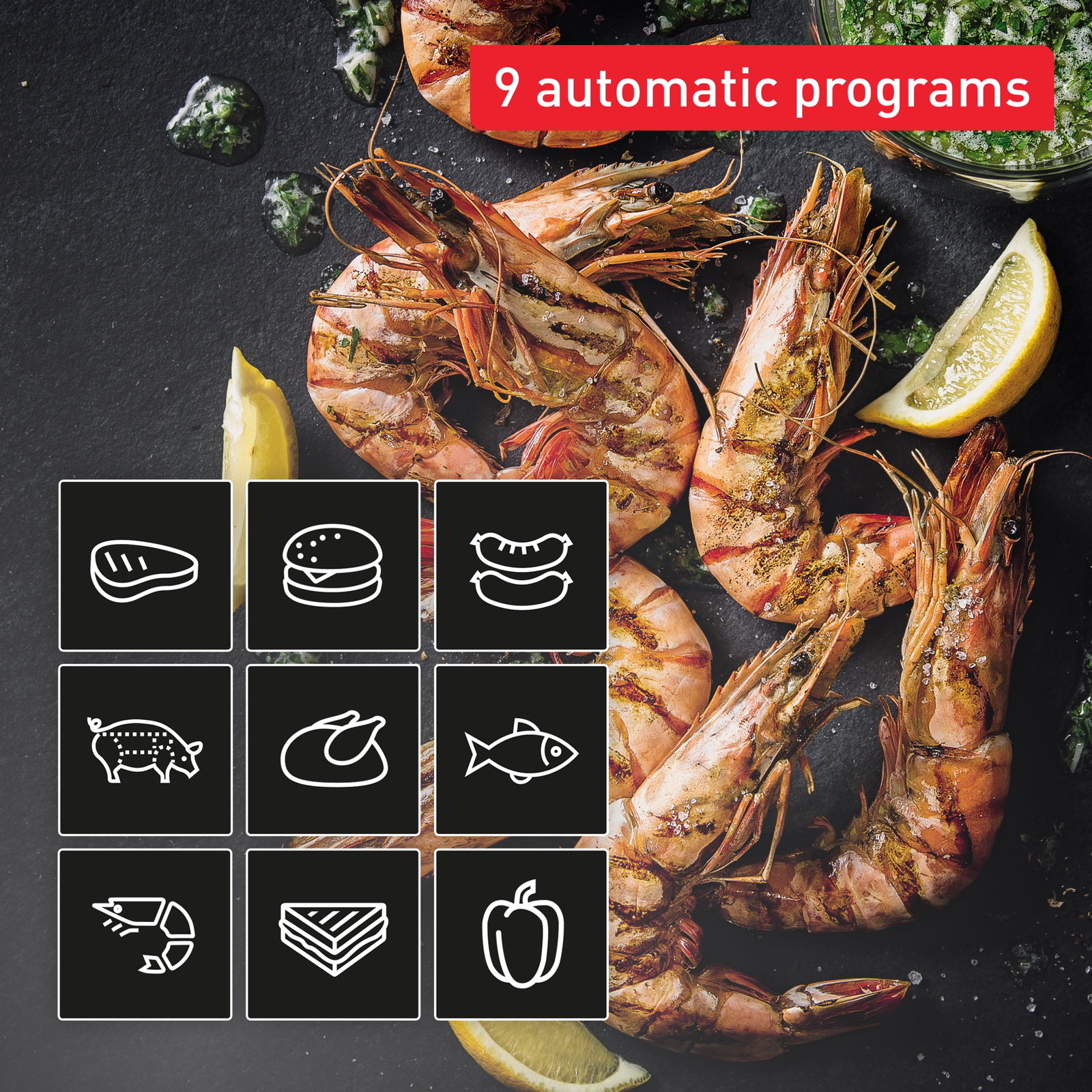 Grill À Viande Électrique 4En1 Intelligent 2100W 9 Programmes OptiGrill Tefal GC774D10 – Image 4