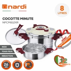 Cocotte 8 L 5 pcs En inox 18/10 avec minuteur Nardi NPCM812XR