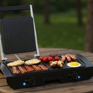 Planche a Grille et Panineuse inox 2 en 1 - 1500W 38x20 CM Multismart MS-GL1111