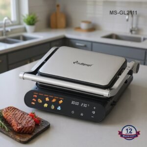 Panineuse inox XL Digital et écran tactile 1800W avec plaque amovible et Ouverture De 90° Et 180° Multismart MS-GL2111