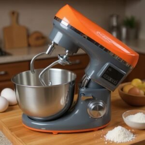 Pétrin Double Crochet Multismart 6.2L 1500W 3Kg avec 04 Accessoires et afficheur LCD - Orange/Gris Multismart MS-SM2206