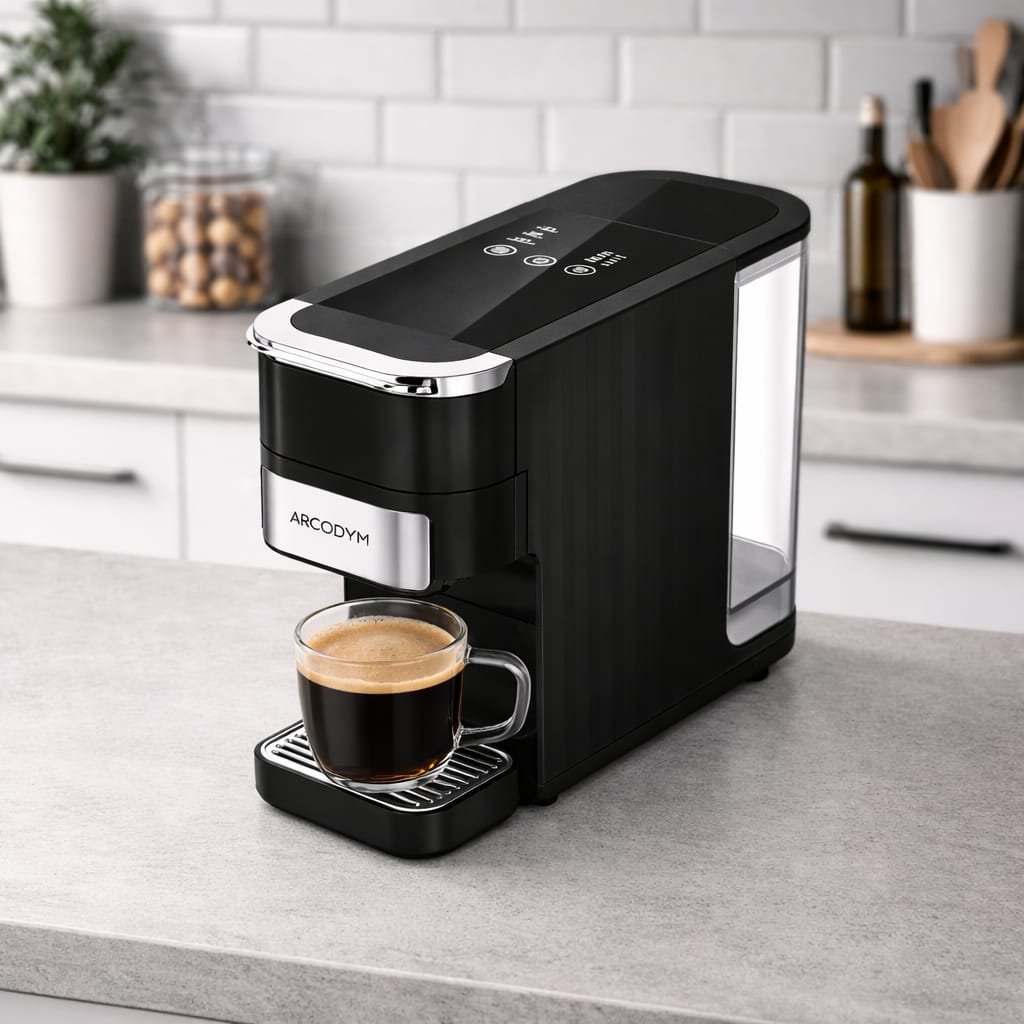 Cafetière 4 en 1 Multi-Capsules et Café Poudre 20 Bar 1545W Arcodym DYM-CM7042G