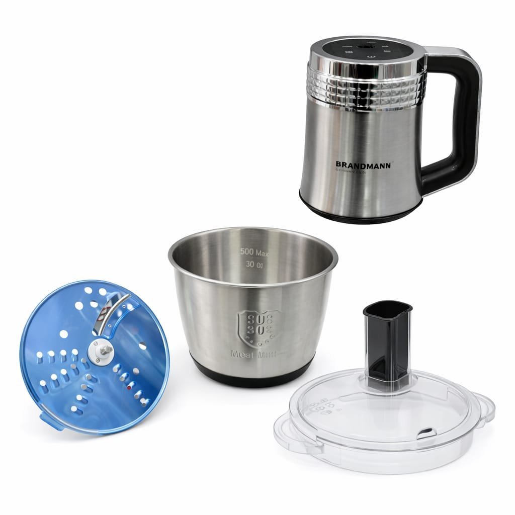 Hachoir Digital en inox avec Rape Multifonction Bol 03L 04 Lames + Disque de Rappe 200W Brendmann BR-CH-003 – Image 3