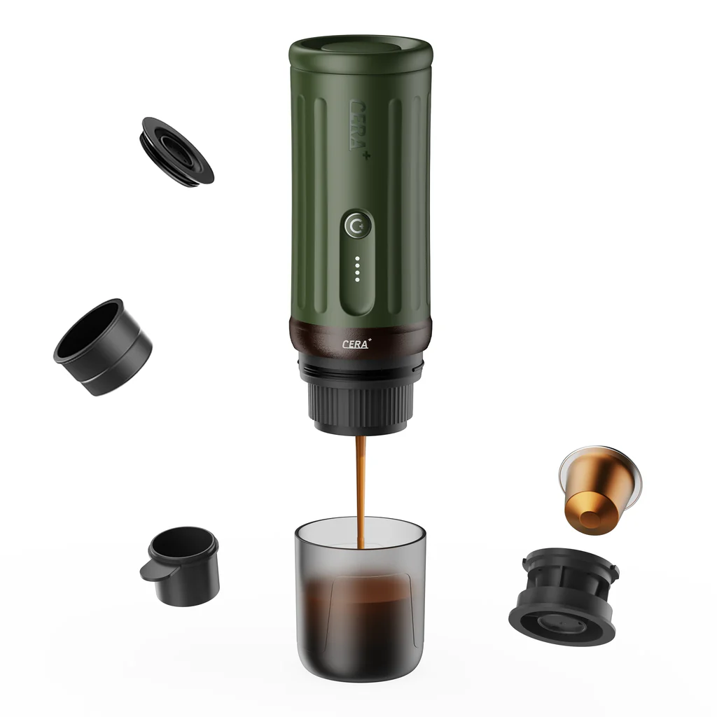 Cafetière CERA+ portable avec batterie, poudre de café et capsules NS pour machine à expresso auto-chauffante avec étui de transport pour campeurs de voyage PCM03S – Image 2