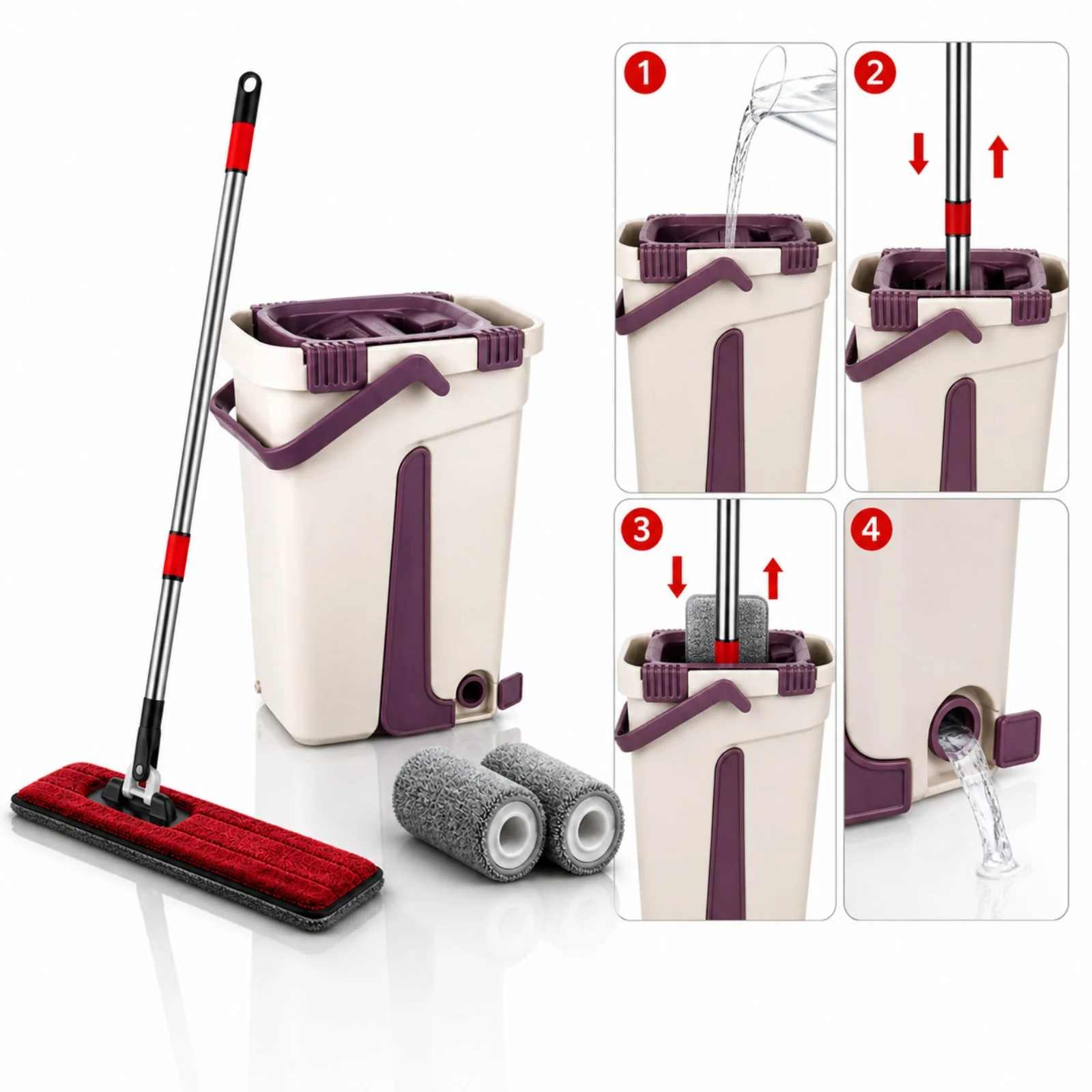 Balai clean magique 2 en 1 avec 2 Recharge Cleantex BM0370 Beige – Image 2