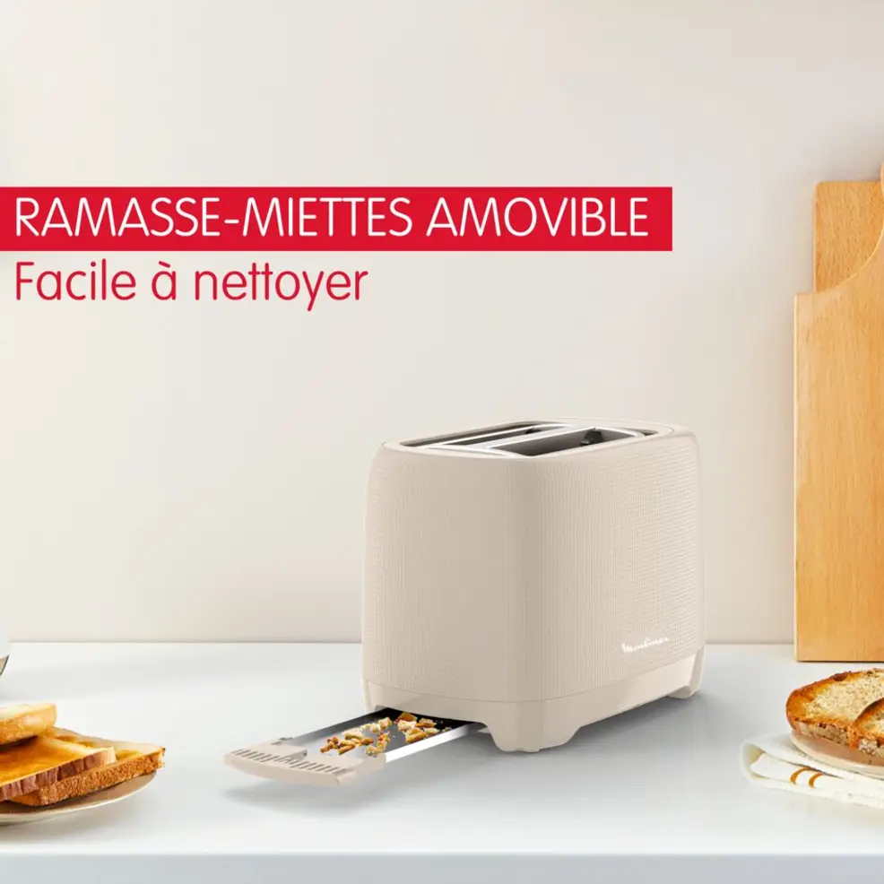 Grille-Pain Moulinex850W À 2Fentes À Largeur Variable Avec 7Niveaux De Dorage Et Fonctions Décong élation Et Morning LT2M0B10 – Image 6