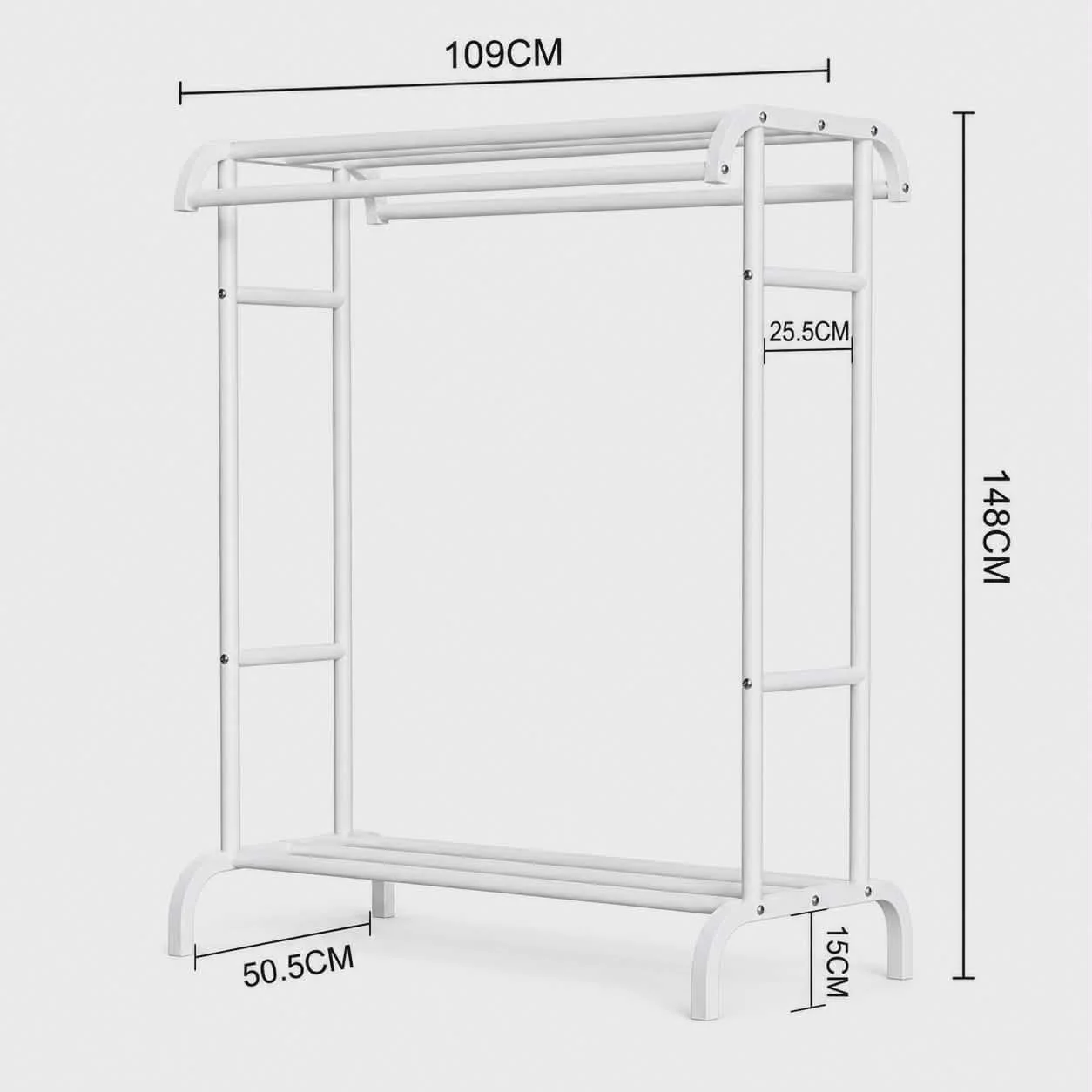 Porte-vêtements en Metal 109x148x50.5 CM Blanc – Image 2