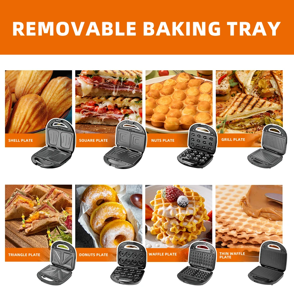 Panineuse électrique inox 8 en 1 - 850W HALEY HY-1027 – Image 3