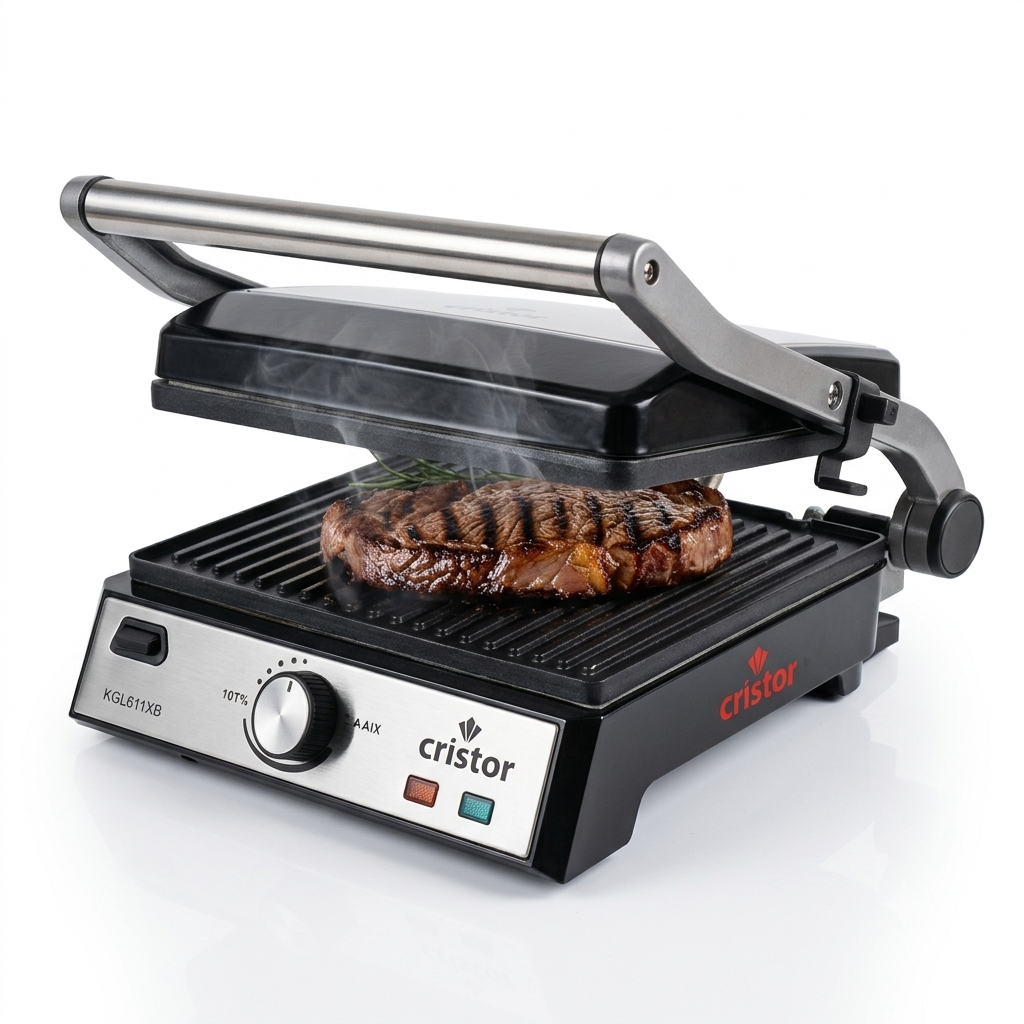 Panineuse et Grille Electrique Cristor 2000W Noir Inox KGL611XB – Image 2